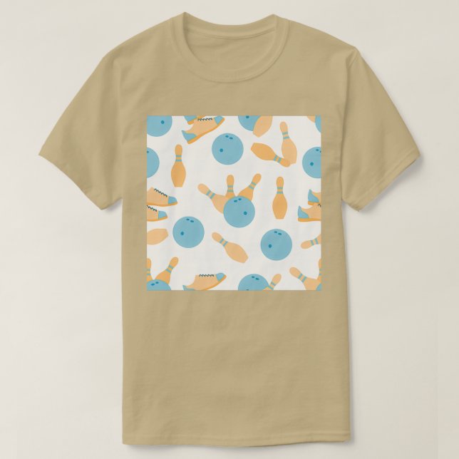 Bowling pattern with bowling shoes pins and bowls  T-Shirt (Design Front)