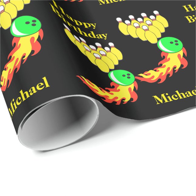 Bowling Personalised Birthday Gift Wrapping Paper (Roll Corner)