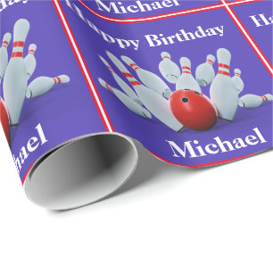 Bowling Personalised Birthday Gift Wrapping Paper