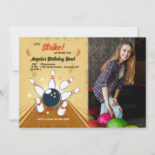 Bowling Photo Birthday Invitation