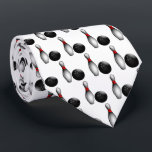 Bowling Pin and Ball Tie<br><div class="desc">Bowling Men's Tie - Two side print. Featuring a bowling ball and bowling pin pattern on a white background. A great gift for a bowler or bowling fan. ⭐99% of my designs in my store are done in layers. This makes it easy for you to resize and move the graphics...</div>