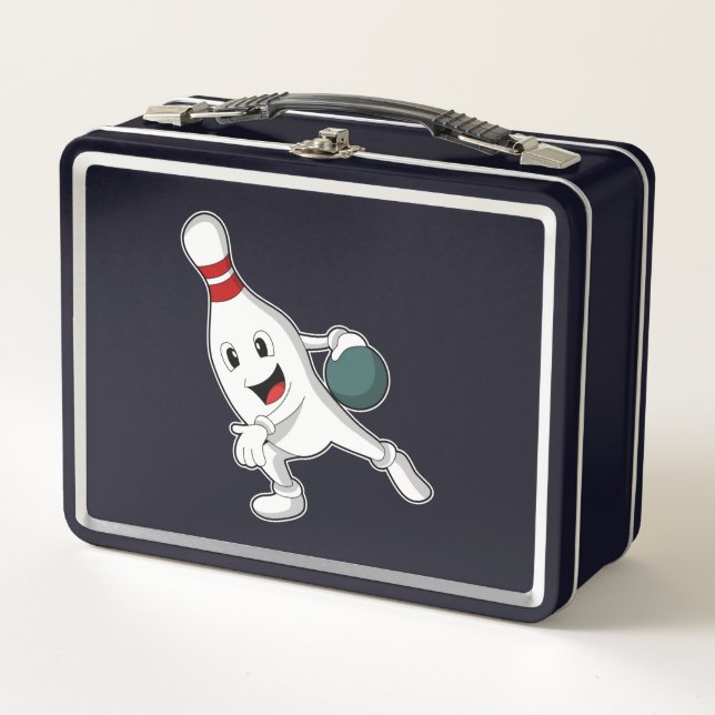 Bowling pin at Bowling with Bowling ball Metal Lunch Box (Front)