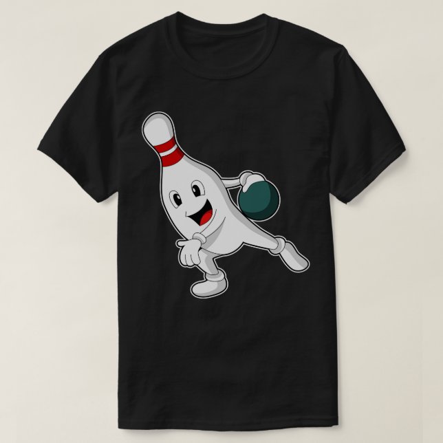Bowling pin at Bowling with Bowling ball T-Shirt (Design Front)