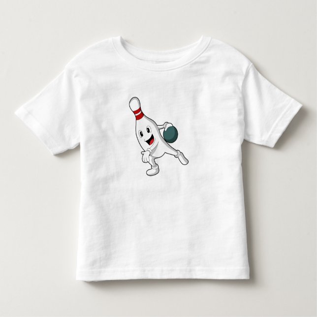 Bowling pin at Bowling with Bowling ball Toddler T-Shirt (Front)