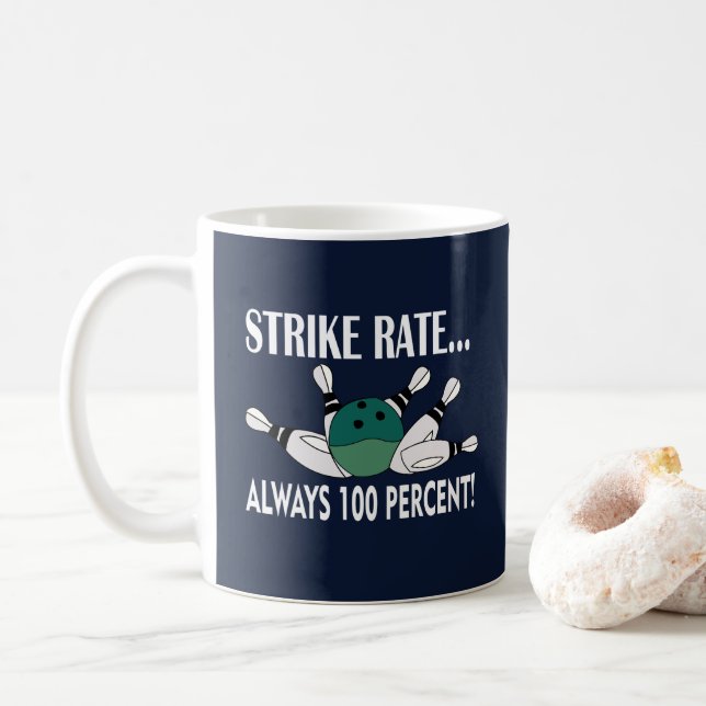 Bowling Pin Ball Strike Team  Coffee Mug (With Donut)