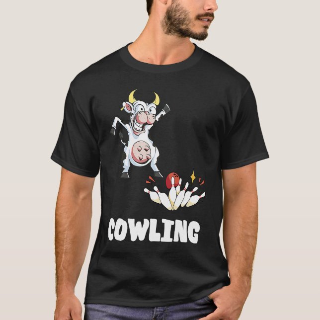 Bowling Pin Cow Funny Bowling Bowler Strike Bowlin T-Shirt (Front)