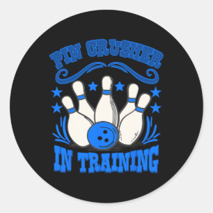 Bowling Pin Crusher In Training Bowler Classic Round Sticker