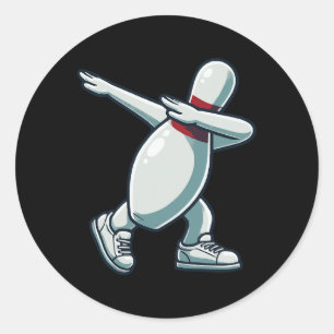 Bowling Pin Dabbing Funny Bowler Bowling Lover Sar Classic Round Sticker