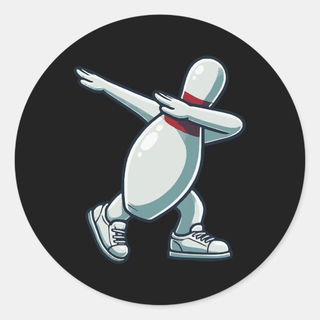 Bowling Pin Dabbing Funny Bowler Bowling Lover Sar Classic Round Sticker (Front)