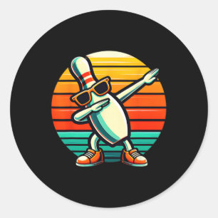 Bowling Pin Dabbing Sungles Bowler Player Kids Boy Classic Round Sticker