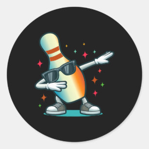 Bowling Pin Dabbing Sungles Bowler Player Kids Boy Classic Round Sticker