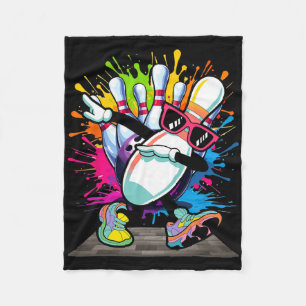 Bowling Pin Dabbing Sungles Bowler Player Kids Boy Fleece Blanket