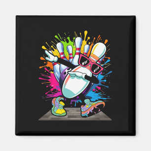 Bowling Pin Dabbing Sungles Bowler Player Kids Boy Magnet