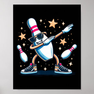 Bowling Pin Dabbing Sungles Bowler Player Kids Boy Poster
