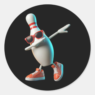 Bowling Pin Dabbing Sungles Bowler Player Kids Men Classic Round Sticker