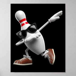 Bowling Pin Dabbing Sungles Bowler Player Kids Men Poster