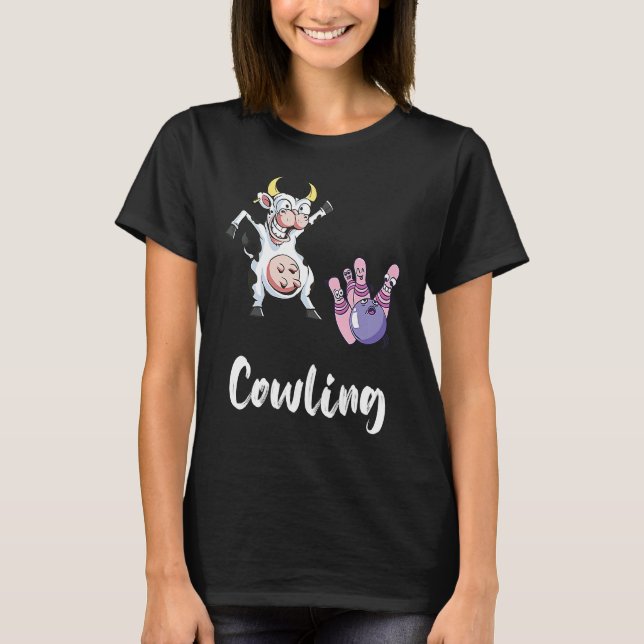 Bowling Pin Funny Bowling Bowler Cow Strike Bowlin T-Shirt (Front)