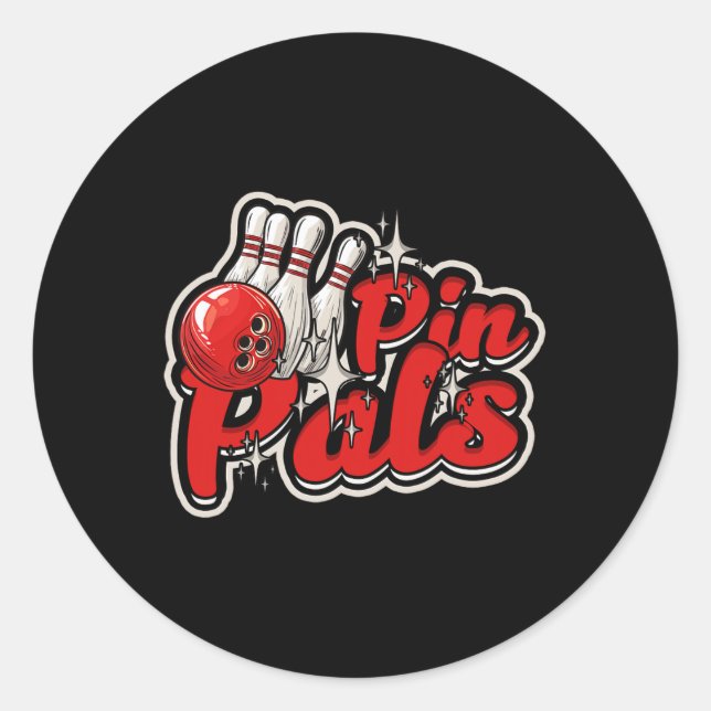 Bowling Pin Pals 1  Classic Round Sticker (Front)