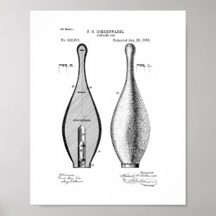 Bowling Pin Patent Poster
