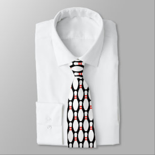 Bowling pin pattern neck tie for bowler