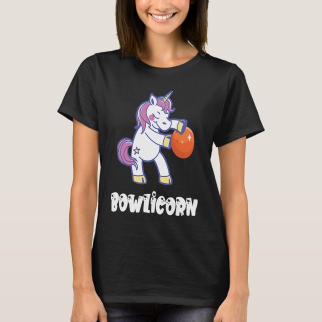 Bowling Pin Unicorn Bowler Bowling Team Strike Bow T-Shirt (Front)