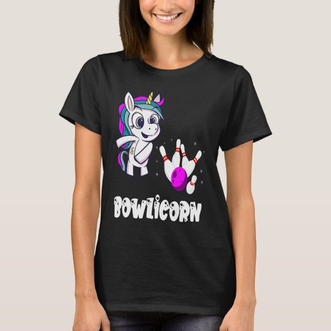 Bowling Pin Unicorn Bowling Team Strike Bowling Bo T-Shirt (Front)