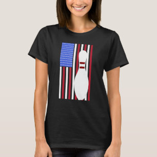 Bowling Pin US Flag American Bowling Player Bowler T-Shirt
