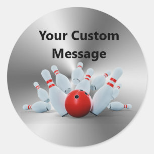 Bowling pins 10 Pin Bowling Ball Custom Classic Round Sticker
