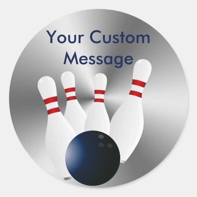 Bowling pins 10 Pin Bowling Ball Custom Classic Round Sticker (Front)