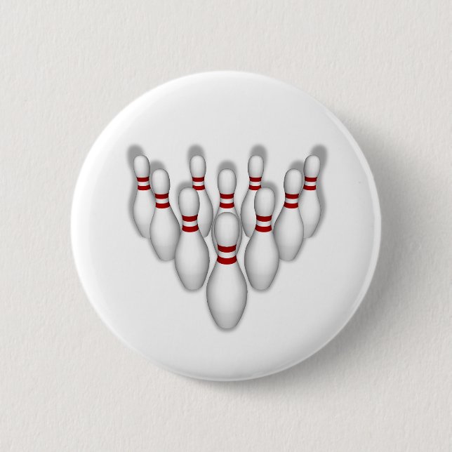 Bowling Pins: 3D Model: 6 Cm Round Badge (Front)