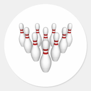 Bowling Pins: 3D Model: Classic Round Sticker
