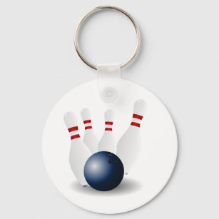 Bowling Pins and Ball Key Ring