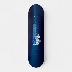 Bowling pins and ball skateboard