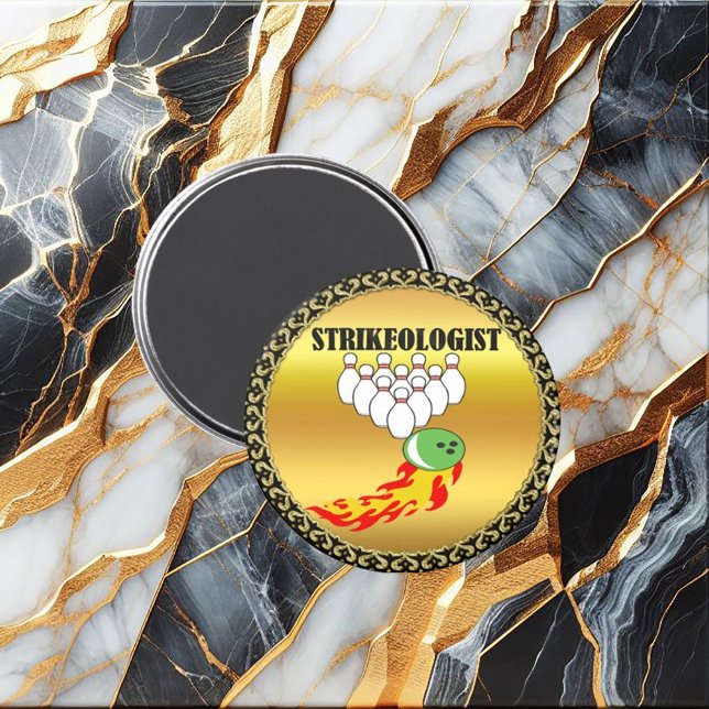 Bowling pins and ball with the word STRIKEOLOGIST Magnet (Creator Uploaded)