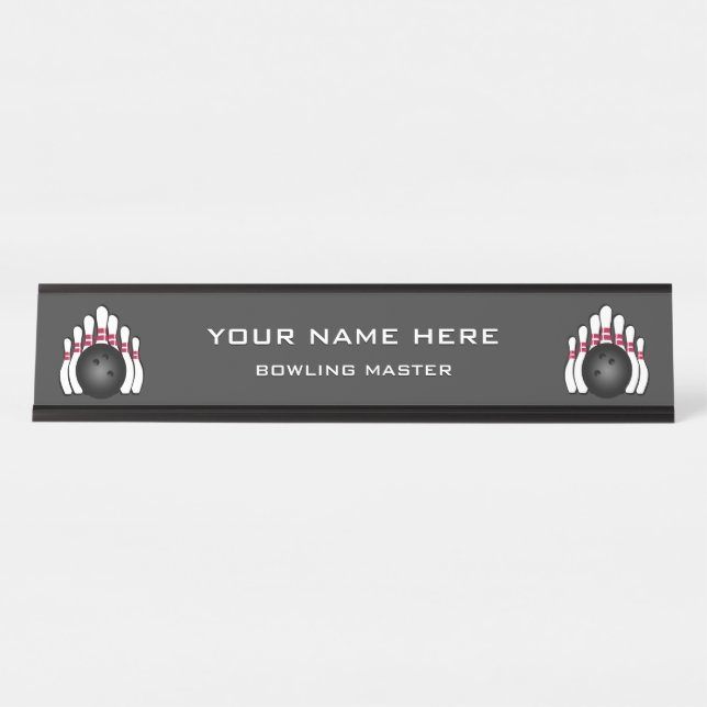 Bowling Pins and Balls Desk Name Plate (Front)