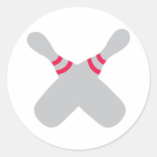 bowling pins crossed classic round sticker