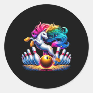Bowling Pins Funny Unicorn Sport Bowler Classic Round Sticker