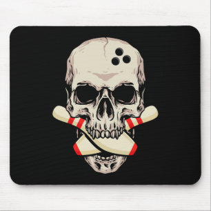 Bowling Pins Retro Skull Skeleton Head Bowling Bal Mouse Pad
