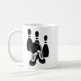 bowling pins shoes and ball sports art  coffee mug