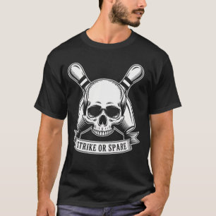 Bowling Pins Skeleton Halloween Costume Bowler Bow T-Shirt