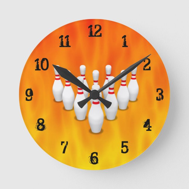 Bowling Pins: Wall Clock (Front)