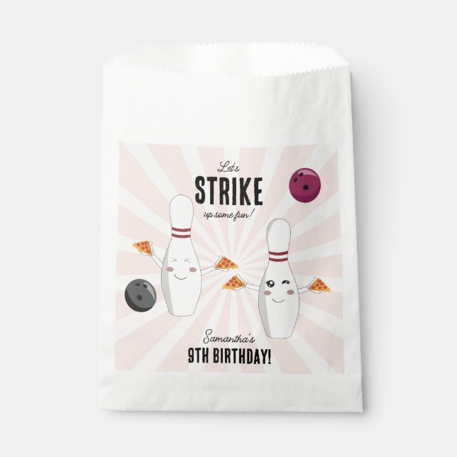Bowling Pizza Strike Up Some Fun Kids Birthday  Favour Bag (Front)