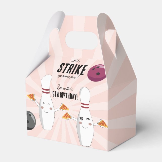 Bowling Pizza Strike Up Some Fun Kids Birthday  Favour Box (Front Side)