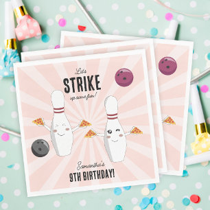 Bowling Pizza Strike Up Some Fun Kids Birthday Napkin