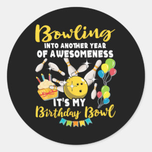 Bowling Player Bowler Playing Bowling Birthday Classic Round Sticker