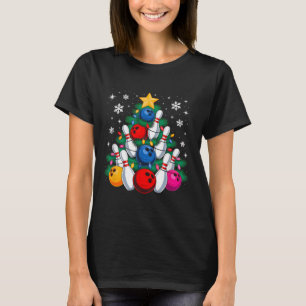 Bowling Player Christmas Tree Light Xmas Bowling L T-Shirt