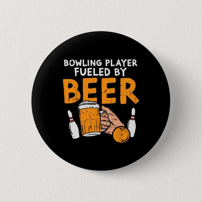 Bowling Player Fuelled Funny Sport Bowler Player T 6 Cm Round Badge (Front)