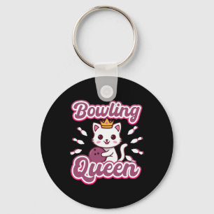 Bowling Queen' Cute Women's Girly Kawaii Anime Cat Key Ring