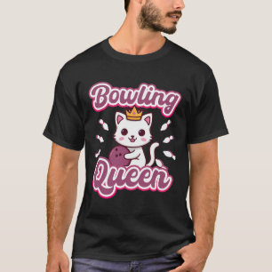 Bowling Queen' Cute Women's Girly Kawaii Anime Cat T-Shirt