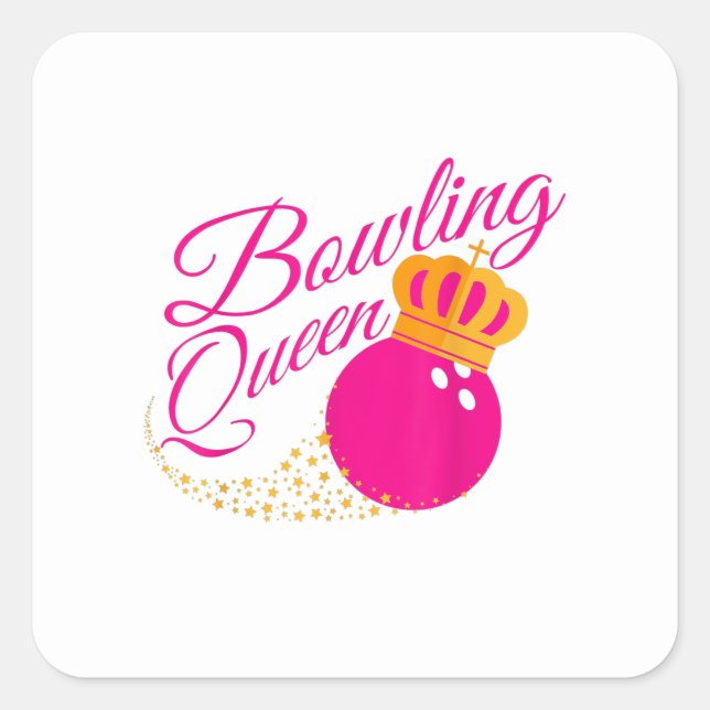 bowling queen funny gift  girls bowlers square sticker (Front)